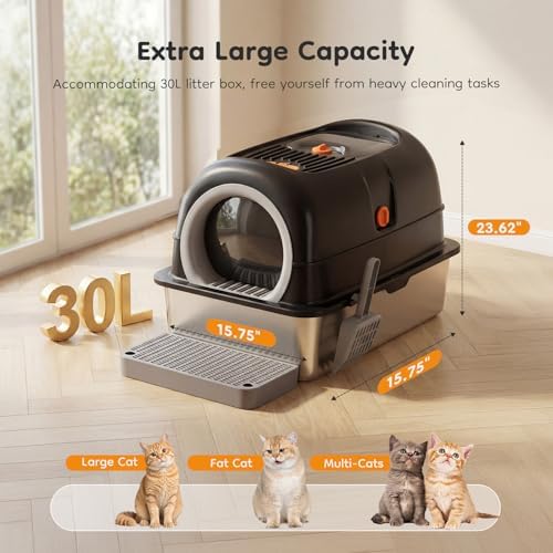 Enclosed Cat Litter Box, Stainless Steel Litter Box - Image 6