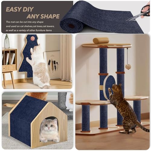 78.7"x15.8" DIY Cat Scratch Furniture Protector, Self-Adhesive, Dark Blue - Image 2