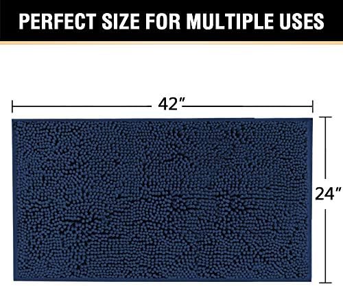 H.VERSAILTEX Navy Bath Mat for Bathroom, Microfiber Bath Rugs Chenille Floor - Image 2