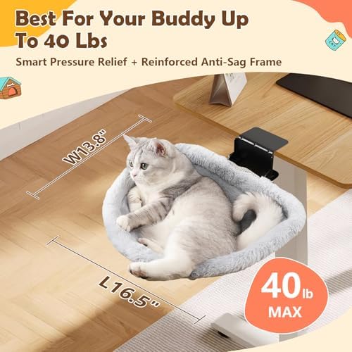 Large Cat Desk Bed with Extra-Sturdy Clamp, Foldable - Image 5