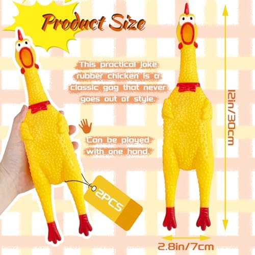 Xeehwb 2 Pcs Large Rubber Chicken, Screaming Chicken Dog Toys, Squeaky Chickens - Image 2
