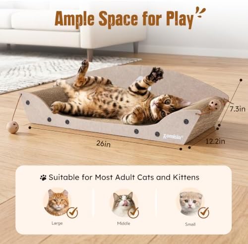 ZOMISIA 26'' Cardboard Cat Scratcher Bed - Image 2