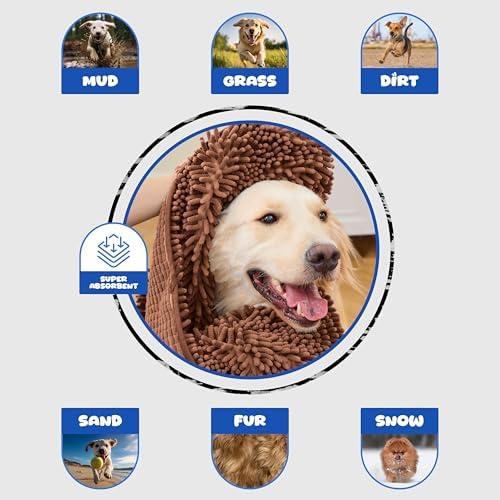 Dog Towel for Drying Dogs, Absorbent Microfiber Bath Towel, Hand Pockets - Image 5