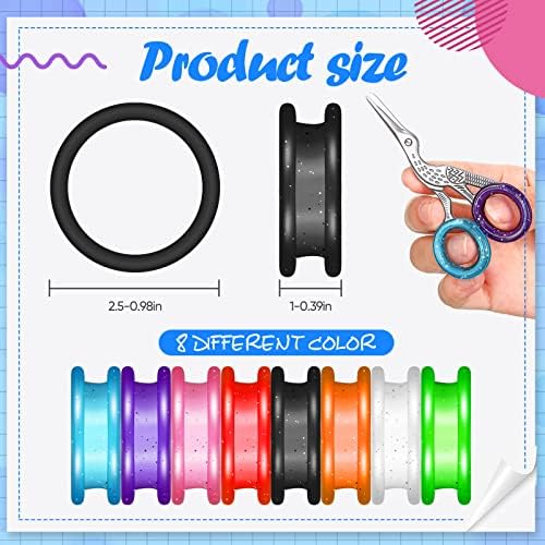 24 Pcs Silicone Scissor Finger Rings Pet Grooming Shear Inserts, 8 Colors - Image 2