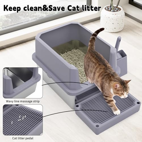 RIZZARI Cat Litter Box Non-Porous: Open High Sides - Image 4