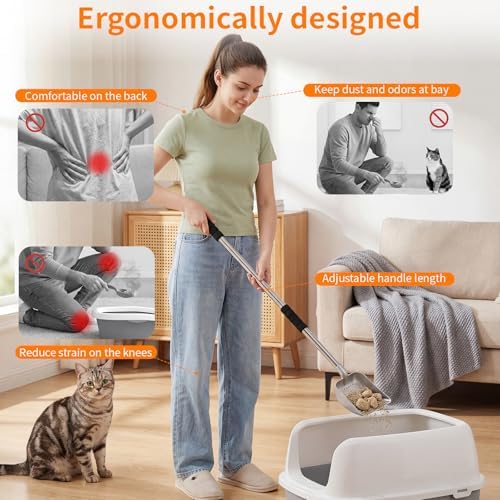 Yangbaga Metal Cat Litter Scoop, Detachable Long Handle Litter Scooper - Image 3