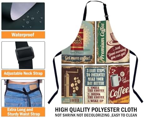 Vintage Coffee Apron Adjustable Neck Bib Apron - Image 3