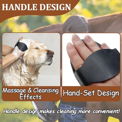 Rubber Curry Comb with Handle, Grooming Brush - Image 5