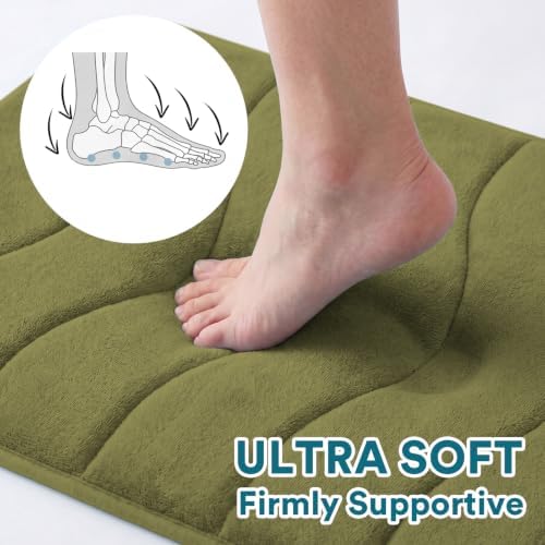 Flamingo P Olive Bath Mat 20x32 Quick Dry Washable Memory Foam - Image 3