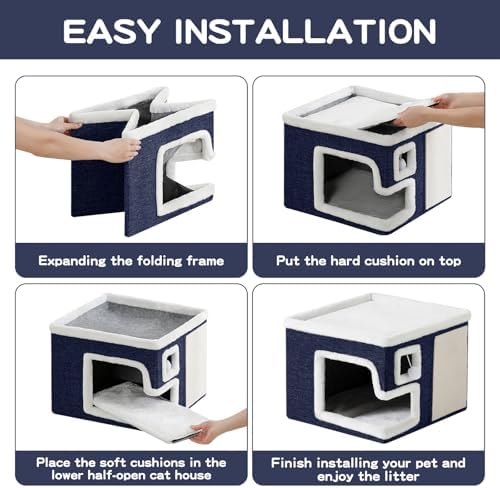 Cat Houses for Indoor Cats, Covered Cat Cave Bed - Image 6
