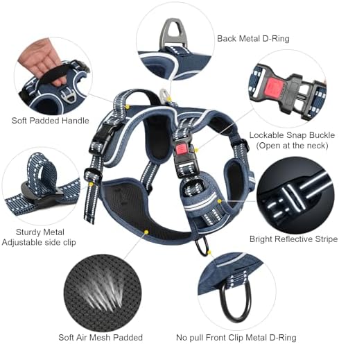 Timos Dog Harness Medium Sized, Quick Release 3 Buckles, Royal Blue - Image 4