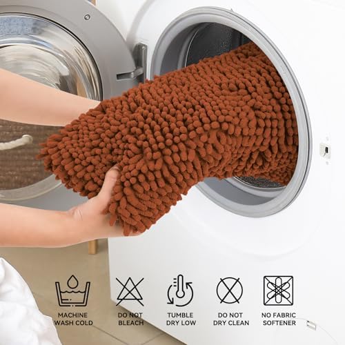 Bcoimo Bath Rug Mat, 44x24 Extra Soft Burnt Orange Long Bathroom Runner Rug - Image 5
