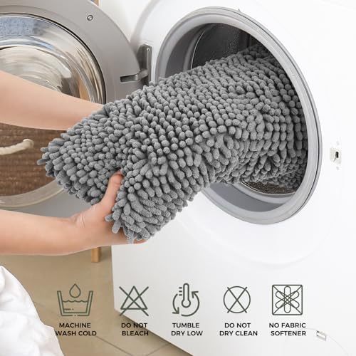 Bcoimo Bath Rug Mat Sets, 2 Piece Extra Soft Chenille Gray Bathroom Mat Set - Image 6