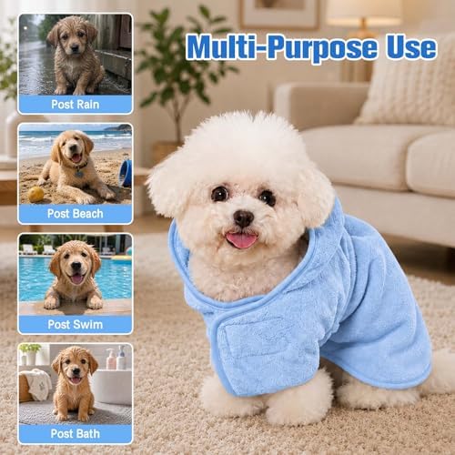 Dog Bathrobe Towel with Hood Super Absorbent Pet Bath Robe - Image 3