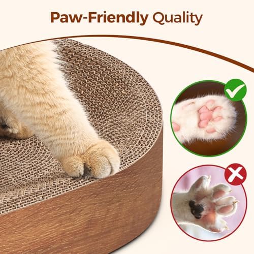 ComSaf Cat Scratcher Bed, Oval Cardboard Scratching Board - Image 4