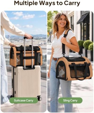 Backpackable Cat Carrier 17"x11"x11", Soft-Sided Collapsible Pet Carrier - Image 3