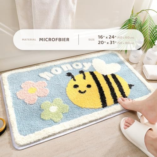 Molesun Bee Bath Mat 16x24, Soft Absorbent Microfiber Bath Rugs - Image 2