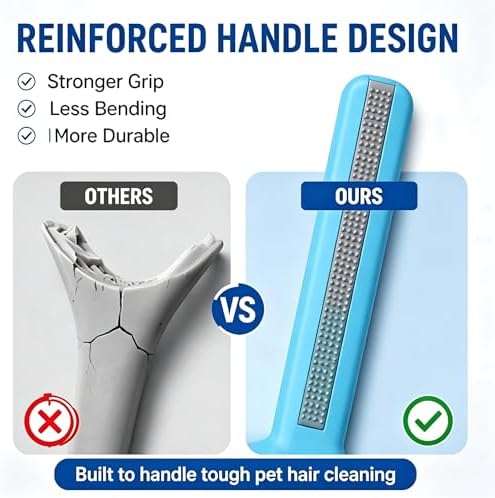 Pet Hair Remover with Reusable Heads, 4-in-1 Portable Carpet Rake, Cat & Dog - Image 4