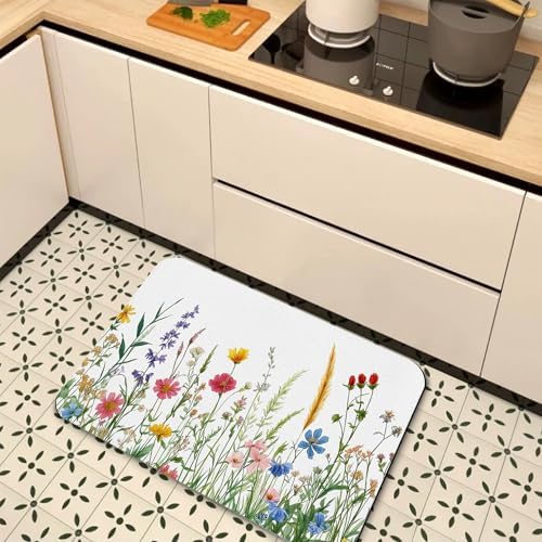 Bath Mats for Bathroom, Spring Wildflower Bathroom Rugs, Rustic Garden Floral - Image 7