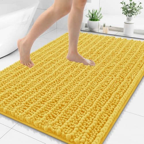 Smiry Bathroom Rugs 47X24, Extra Soft Rubber Backing Chenille Bath Mats by Smiry