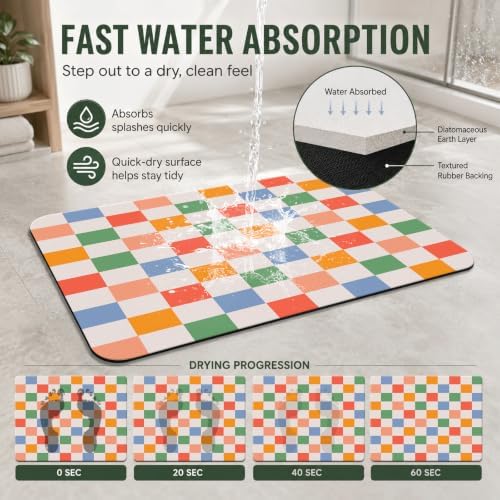 Natural Diatomaceous Earth Bath Mat, Ultra Thin Quick Dry Floor Rug - Image 4