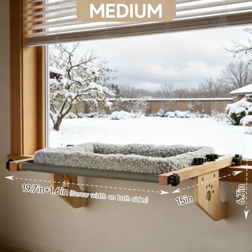 Cat Window Perch- Adjustable Sill Fit, Renter-Safe, Wood-Metal Frame Sturdy - Image 2