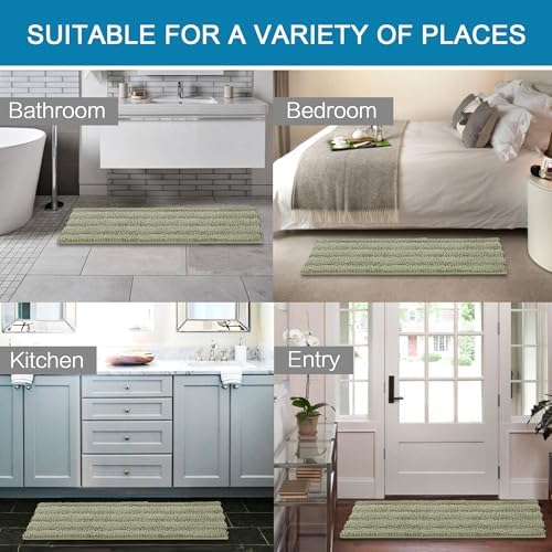 H.VERSAILTEX Bath Mats for Bathroom Non Slip Thick Chenille Striped Bath Rug - Image 6