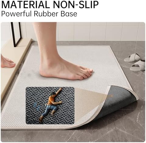Mecko 20"x32" Bath Mat, Absorbent Quick Dry Bathroom Floor Mats Oatmeal - Image 5