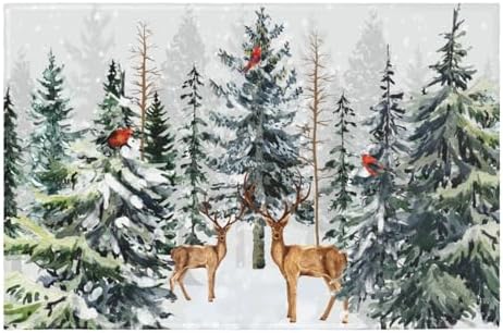 Giwawa Pine Tree Bath Rug Winter Forest Deer Bathtub Mats 24X35 Inch Non Slip by Giwawa