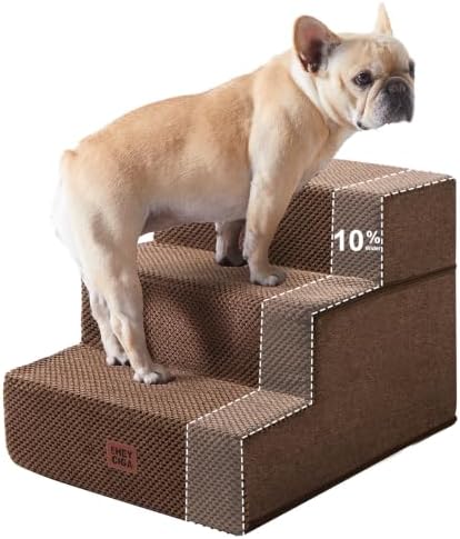 EHEYCIGA Dog Stairs 13.5" H, 3-Step Extra Wide Dog Steps by EHEYCIGA