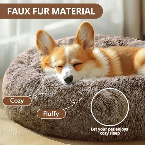 JOLLYVOGUE Calming Dog Bed Medium Size Dog, 31in Donut Washable Medium Pet Bed - Image 2