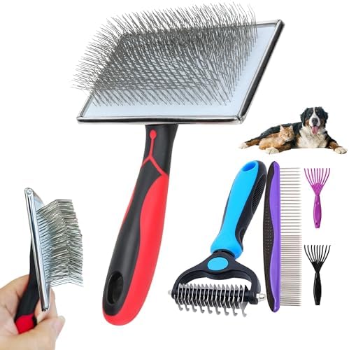 5-in-1 Dog & Cat Extra Long Pin Grooming Kit Slicker Brush by EAFBAO