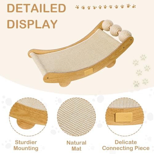 DWCN 3-in-1 Large Cat Scratcher Bed Hammock Lounge Scratching Post Scratch Pad - Image 3