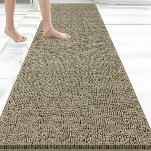 Bcoimo Bath Rug Mat, 60x24 High Absorbent Latte Long Bathroom Runner Rugs by Bcoimo