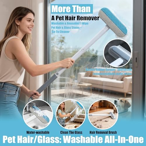Pet Hair Remover Set, Magic Brush 4-in-1 Extended Handle & Electrostatic Glove - Image 5
