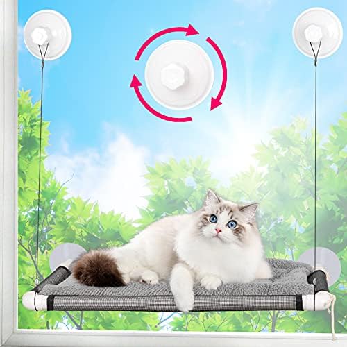 Cat Window Perch, Cat Hammock w/Fleece Blanket, Screw Suction Cups - Image 2
