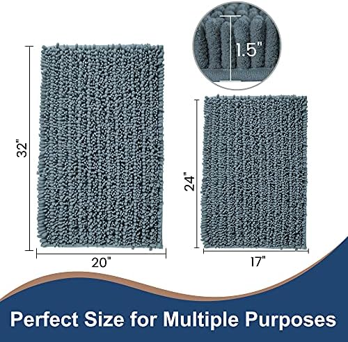Luxury Chenille Dusty Blue Bathroom Rugs Sets 2 Piece, Thickened Hot Melt - Image 6
