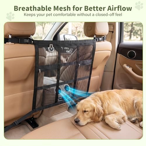 Dog Car Barrier, 2-Ply Reinforced Mesh, Top/Bottom Adjustable Straps - Image 7