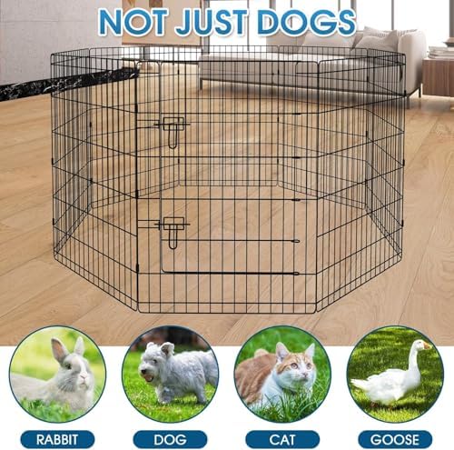 Artmalle 36" H Dog Playpen, 8 Panel 24" W Rustproof Metal Pen - Image 6