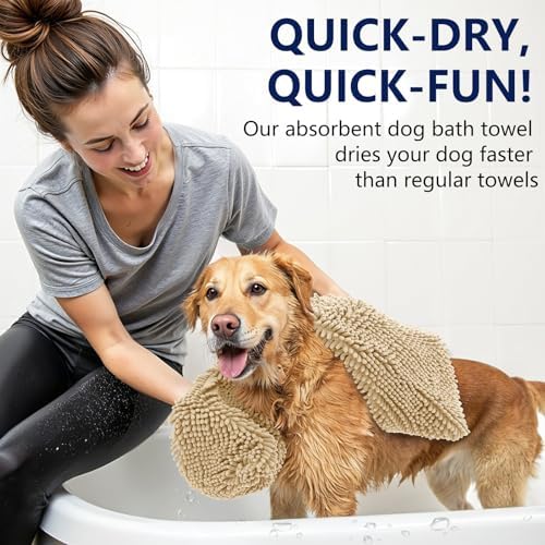 OLANLY Chenille Dog Bath Towel 31x13, Ultra Absorbent Quick Dry Pet Towel - Image 3