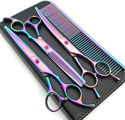 7.0in Titanium Professional Pet Grooming Scissors Set, Straight & Thinning & by KINGSTAR