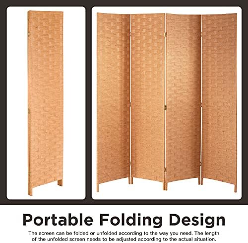 FDW 4-Panel Folding Room Divider | 6ft, Natural | Light & Portable - Image 5