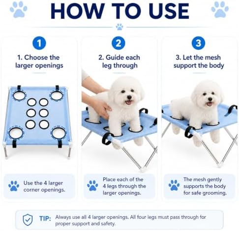 Pet Grooming Hammock with Stand, Foldable Dog Bath Table - Image 5