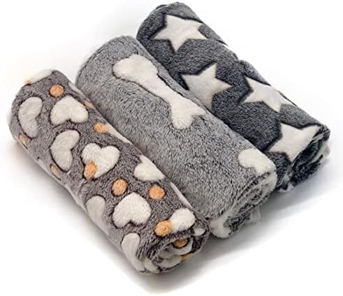 1 Pack 3 Puppy Blankets for Large Dogs Super Soft Warm Sleep Mat Grey Cute by SORKUT