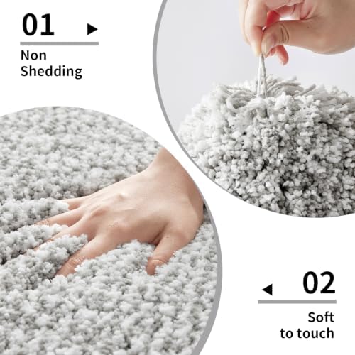 Disolla Grey & White Bathroom Rugs 17x24, Non-Slip Plush Small Bath Mat - Image 4