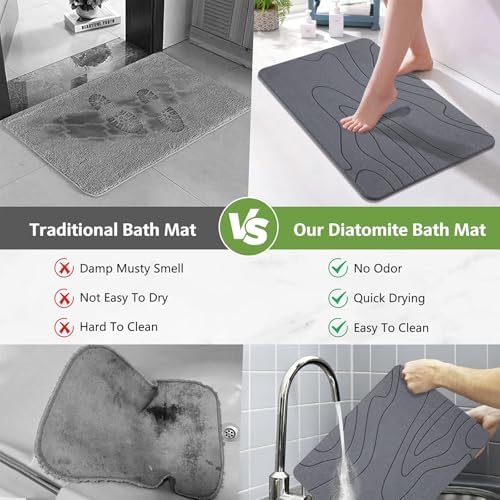 Stone Bath Mat – Non-Slip Diatomaceous Earth Shower Mat, Super Absorbent & - Image 5
