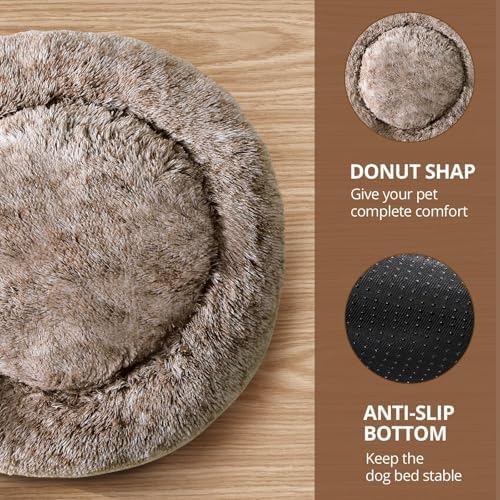 JOLLYVOGUE Calming Dog Bed Medium Size Dog, 31in Donut Washable Medium Pet Bed - Image 3