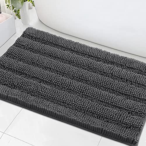 H.VERSAILTEX Bath Mats for Bathroom Non Slip Extra Thick Chenille Striped Bath by HVERSAILTEX