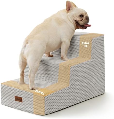 Aodisman Dog Stairs for Small Dogs, Wider 3-Step Pet Steps for Couch & Bed by AODISMAN