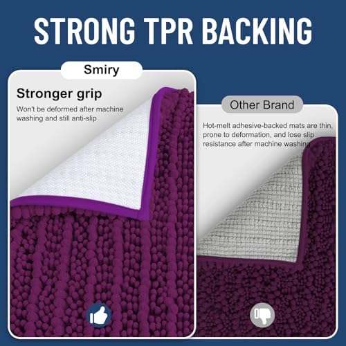 Smiry Bathroom Rugs 24X16, Extra Soft Rubber Backing Chenille Bath Mats - Image 3